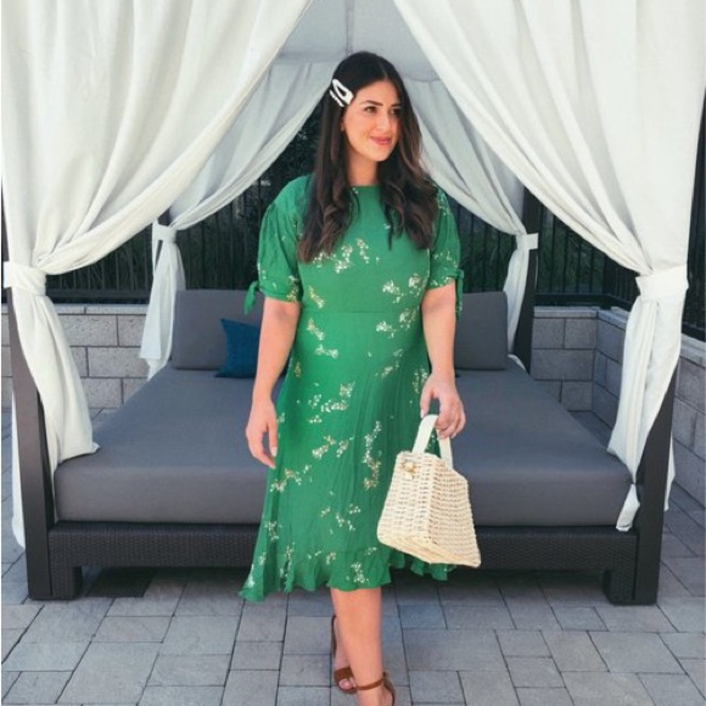 Faithfull The Brand Green Floral Dress Emilia